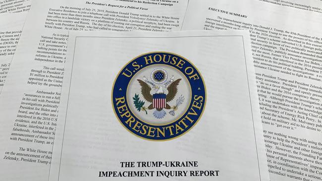 The House report into President Donald Trump is photographed in Washington.