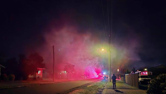 Dramatic footage of a car engulfed in flames on Morrison St, Bundaberg have emerged online. Image: supplied