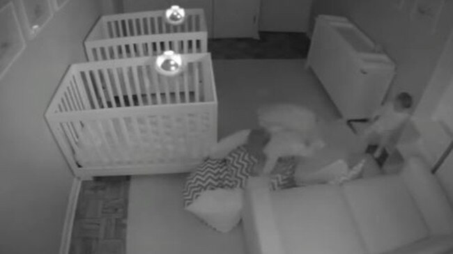 Two-year-old toddlers escape the crib to party