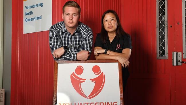 Volunteering North Queensland Vice President/Secretary Trayeden Fulmer and President Emily Sehu. Picture: Shae Beplate.