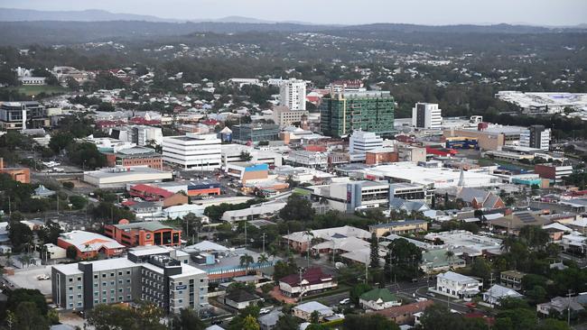 An aerial view of the Ipswich CBD.