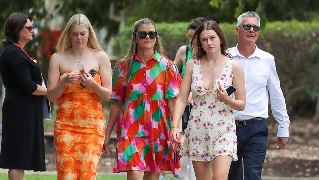 Mourners arrive at Mentone Girls Grammar for the funeral of Bianca Jones. Picture: NewsWire/Ian Currie