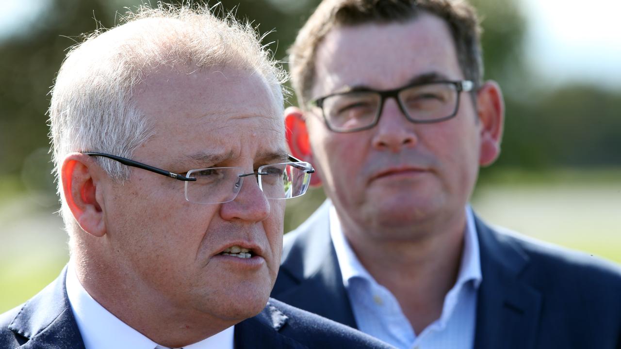 Prime Minister Scott Morrison and Victorian Premier have agreed on a deal to provide financial support as the state goes into their fifth lockdown. Picture: AAP Image/David Crosling