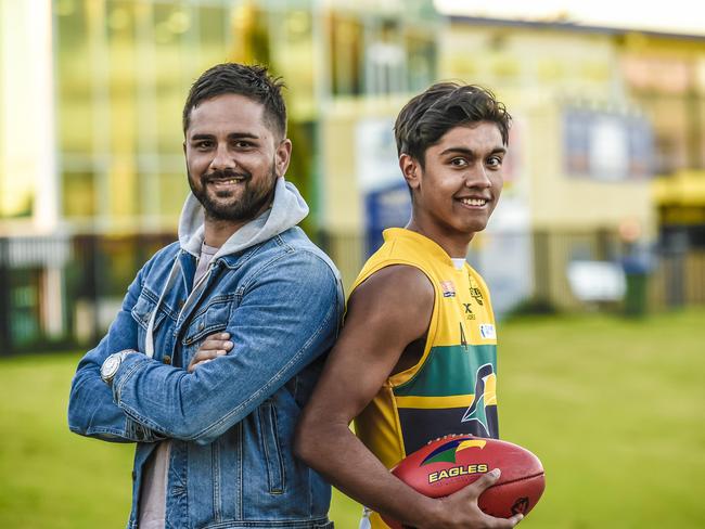 "TEST' PIC ONLY NEW PHOTOMECHANIC. ROY.Port premiership player Peter Burgoyne, Trent Burgoyne, is playing with Woodville-West Torrens' under-18s this year.13th July 2018 AAP ROY VANDERVEGT