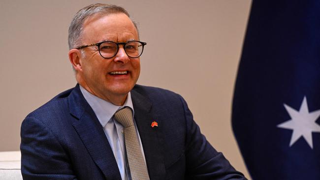 Prime Minister Anthony Albanese takes part in a meeting ahead of the NATO summit in Madrid. Picture: Gabriel Bouys/AFP