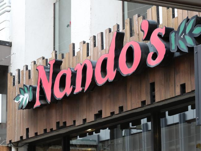 MELBOURNE, AUSTRALIA- NewsWire Photos JAUARY 4, 2021: Exterior image of Nandos restaurant in Elizabeth street, Melbourne .Picture: NCA NewsWire/ David Crosling