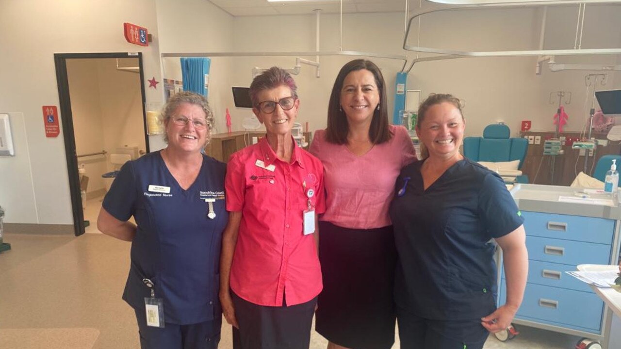 Deb Frecklington and Sue Cox thanked nurses, Michelle,Sarah, and Dale at Kingaroy Hospital who are delivering the new chemotherapy services.