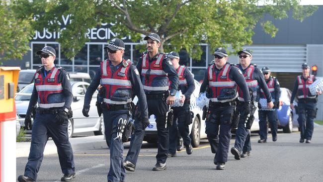 Dozens of police were forced to restore order in multiple cases. Picture: Tony Gough