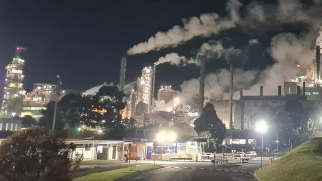 The paper mill at night. Picture: LinkedIn