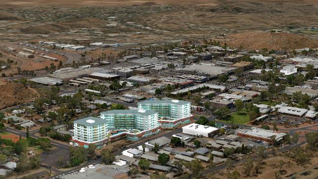 An impression of how development of the former Melanka site in Alice Springs will look from above.