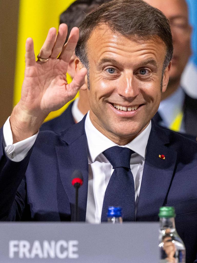 Emmanuel Macron has called on voters to reject the far right. Picture: Urs Flueeler/AFP