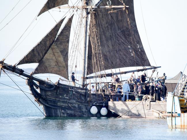 Pirates of the Caribbean filming at Raby Bay. Picture: Mark Calleja
