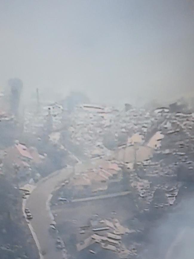 A news helicopter captured the image of Kate Vale’s destroyed home. Photo: Kate Vale