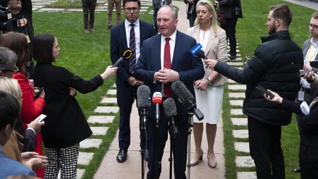 Deputy Prime Minister Barnaby Joyce says he will demand ‘respect’ for the Nationals in the Coalition party room. Picture: NCA NewsWire / Martin Ollman