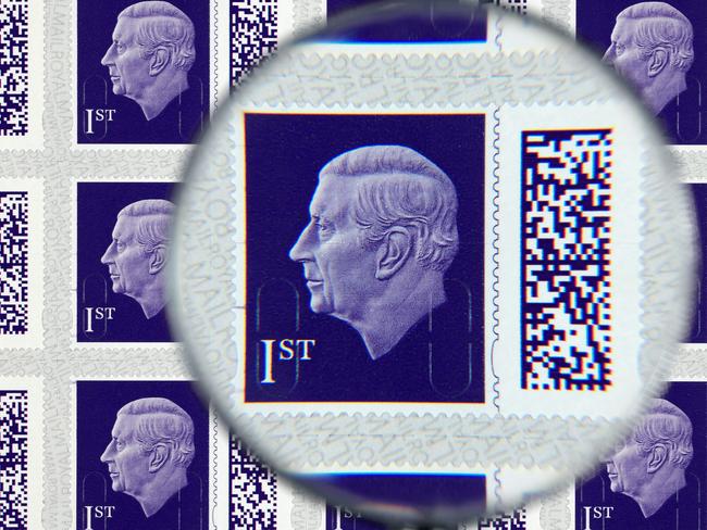 The first stamp to feature the image of King Charles III. Picture: AFP