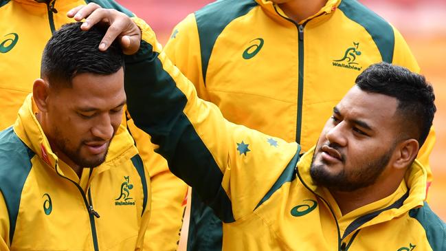 Wallabies players Israel Folau and Taniela Tupou. Picture: AAP