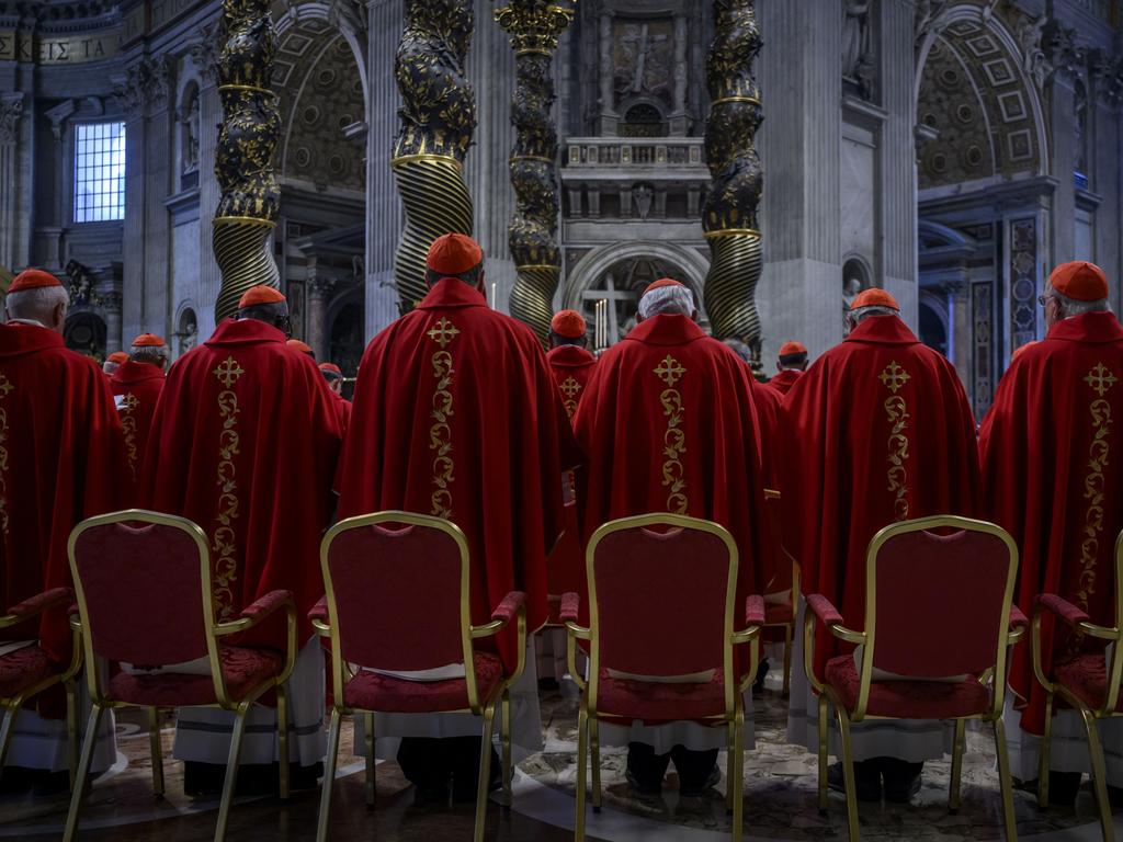 A series of solemn masses follow the funeral of a pope and despite Pope Francis’ modest wishes, the backdrop of St Peter’s Basilica and the Vatican is opulent and spectacular. Picture: Antonio Masiello/Getty Images