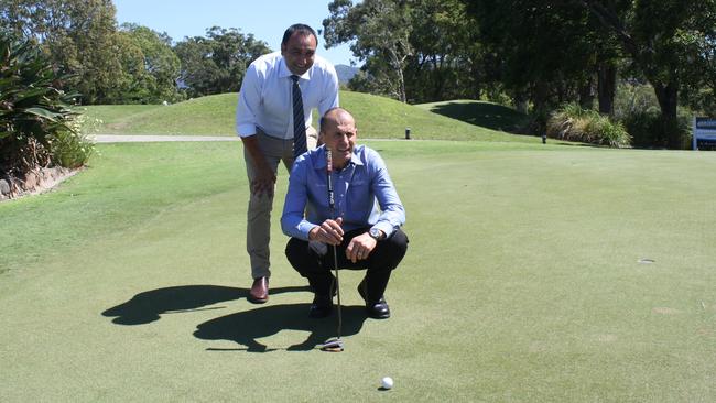 Coffs Harbour MP Gurmesh Singh and Coffs Harbour Golf Club GM Paul McAra. Photo: Craig McTear