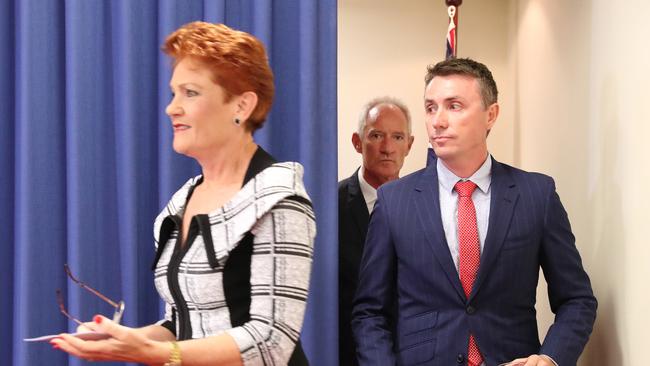 Senator Pauline Hanson and her chief of staff James Ashby at the Commonwealth Parliamentary Offices in Brisbane. Photographer: Liam Kidston