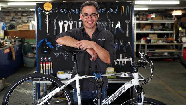 Sandy Murdoch, founder of Traction community program where at-risk teens fix bikes while learning life skills. Pic Peter Wallis