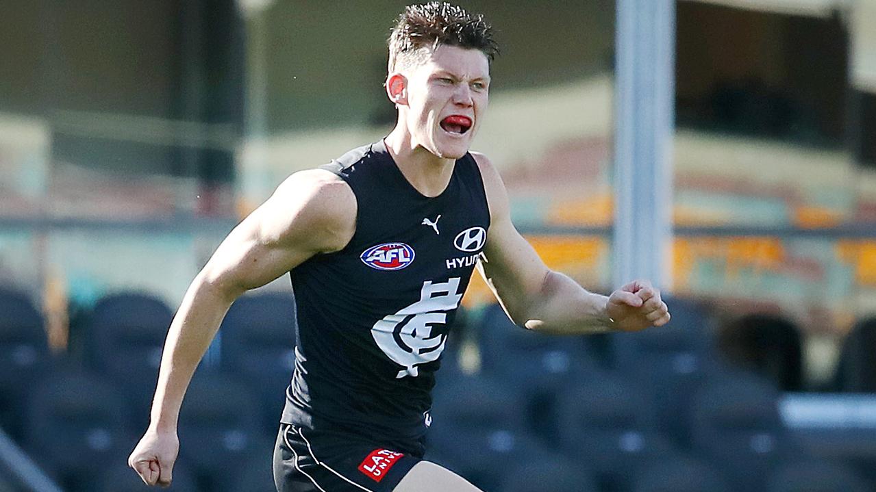 Sam Walsh is the pick of the pair out of he and Connor Rozee... for now. Picture: AFL Photos/Getty Images