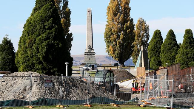 Progress of the bridge linking the Hobart Cenotaph to the Domain. Picture: NIKKI DAVIS-JONES