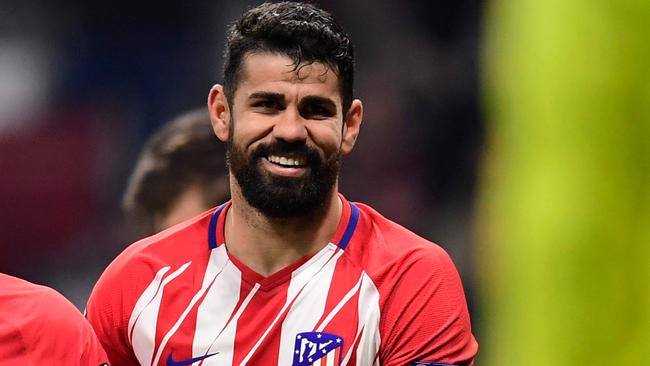 Atletico Madrid's Spanish forward Diego Costa (R) is having a laugh.