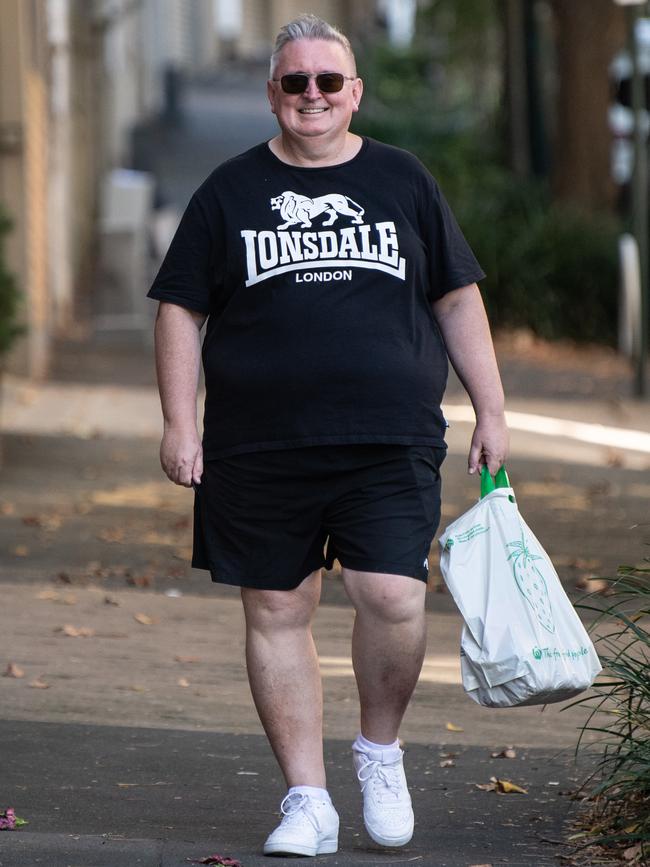 Former NSW arts minister Don Harwin arrives back at his home in Sydney on Saturday. Picture: AAP