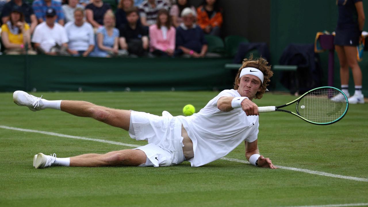 Russian tennis star Andrey Rublev will be one of multiple tennis players not permitted to compete in Wimbledon this year. (Photo by Adrian DENNIS / AFP)