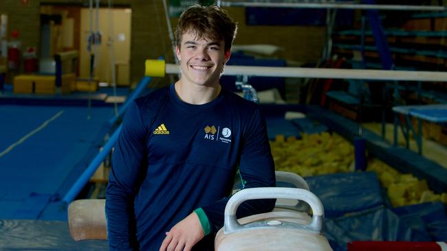 Gymnast Jesse Moore at Marion Sport and Leisure Centre. Moore is a finalist in the 2020 School Sport Awards. Picture: Sam Wundke