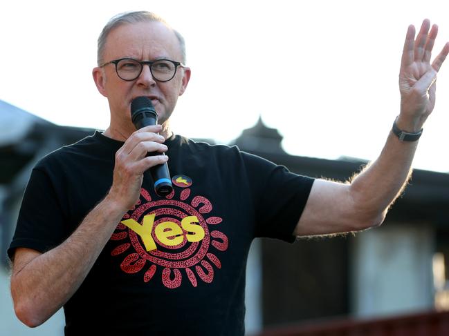 SEPTEMBER 16, 2023: The Prime Minister Anthony Albanese pictured speaking at the Yarning Table Yes event in Summer Hill.Picture: Damian Shaw