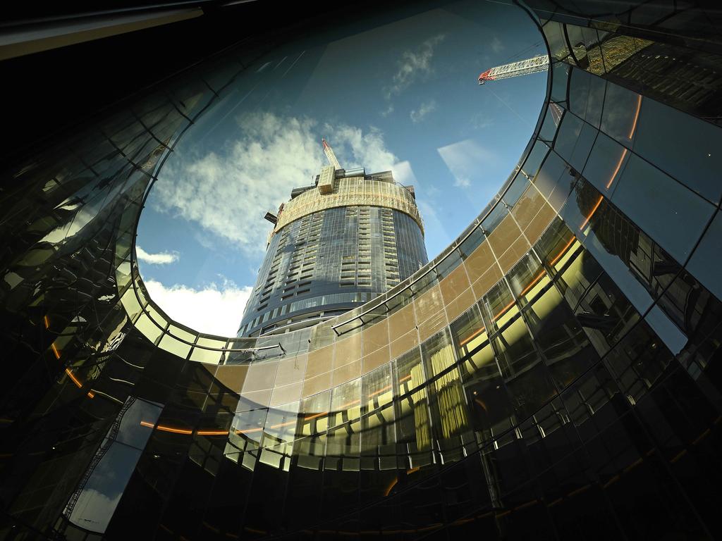 Inside one of the completed sections at Queen’s Wharf in Brisbane. Picture: Lyndon Mechielsen