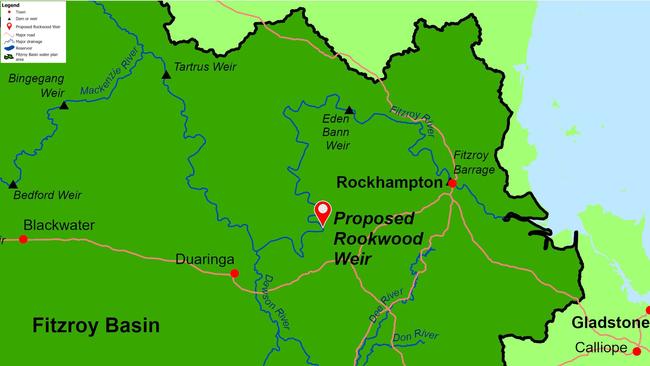 MAP: The Fitzroy Basin water plan area for the Rookwood Weir.