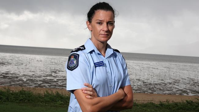 Senior-Constable Tenelle Luscombe had to have six plates inserted in her head after the attack. Picture: Justin Brierty