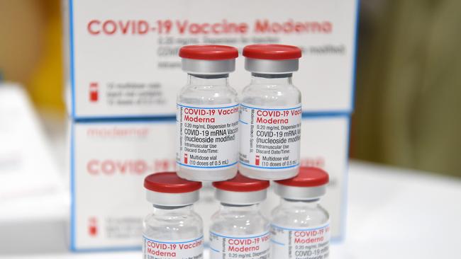 BRISBANE, AUSTRALIA - NewsWire Photos - SEPTEMBER 22, 2021. Vials of the Moderna Covid-19 vaccine are pictured at a pharmacy. Pharmacies have began administering the Moderna vaccine to anyone over 12 years-old. Picture: NCA NewsWire / Dan Peled