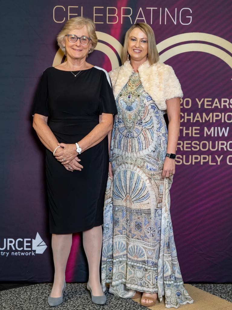 Margaret Cameron and Narelle Pearse at the 2021 Resource Industry Network awards at the MECC. Picture: Tristan Mariano