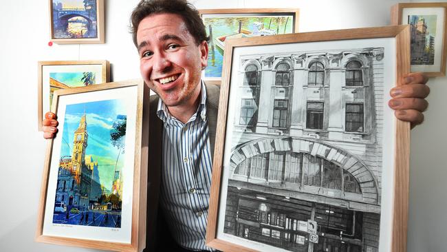 <i>Herald Sun</i> artist Mitchell Toy is inspired by Melbourne’s streets and landmarks. Picture: Rob Leeson