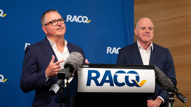 IAG managing director and chief executive Nick Hawkins and RACQ managing director and group chief executive David Carter.