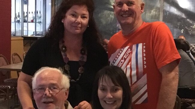 Jeta Gardens resident Arthur Adcock, 85, with his family. He contracted Covid-19 weeks after moving into the nursing home, which is now at the centre of Queensland's deadliest aged care Covid-19 outbreak after 10 people died.