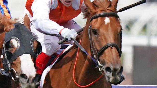 Jockey Craig Williams (right) rides Vow And Declare to victory in race 7, the Lexus Melbourne Cup, during Melbourne Cup Day, at Flemington Racecourse in Melbourne, Tuesday, November 5, 2019. (AAP Image/Scott Barbour) NO ARCHIVING, EDITORIAL USE ONLY