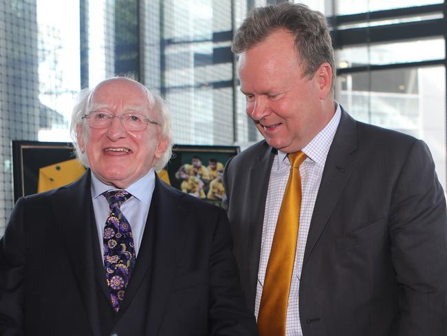 Pulver with Irish president Michael Higgins (left).