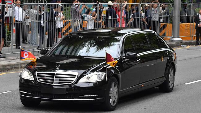 Kim Jong-un en route to Sentosa. Picture: AFP.