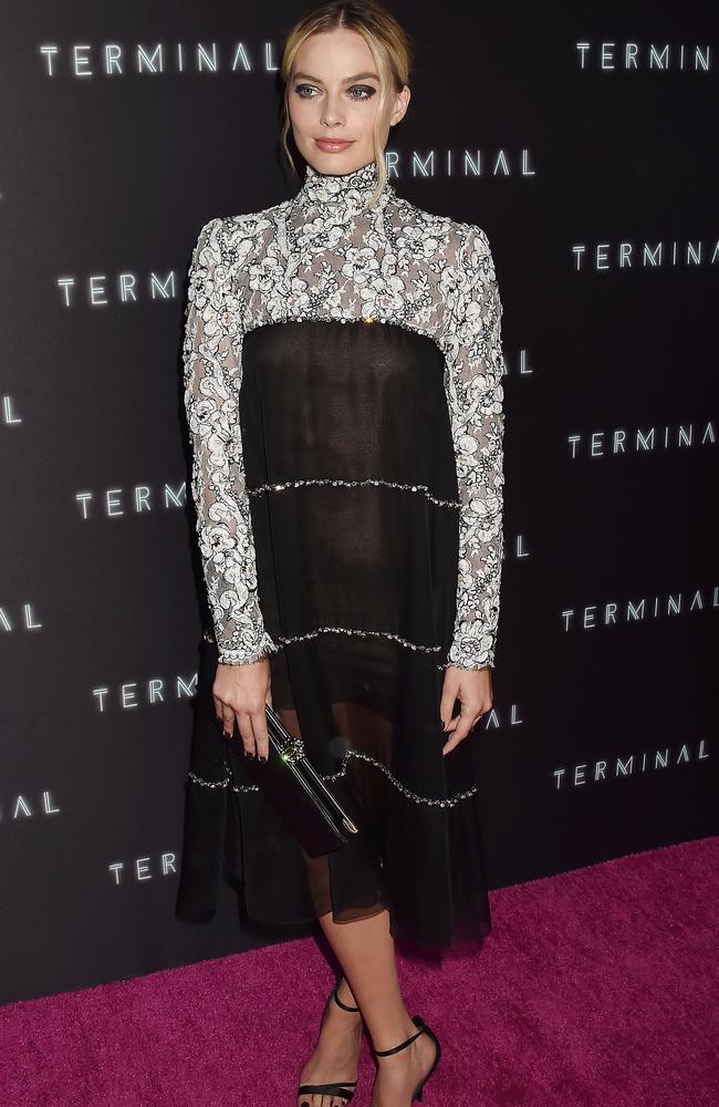 Margot Robbie wore Chanel to the premiere of Terminal in Los Angeles this week. Picture: MEGA