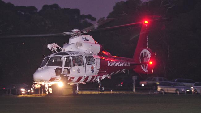 A man was flown to The Alfred after a car hit a tree in Hastings last night.