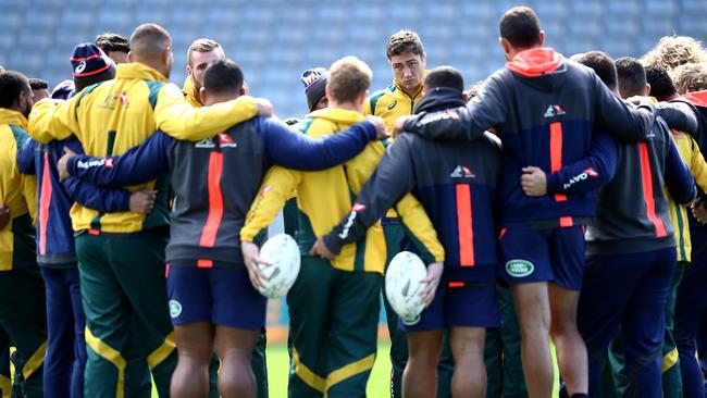 Wallabies players at training at Auckland’s Eden Park on Friday. Picture: Getty Images