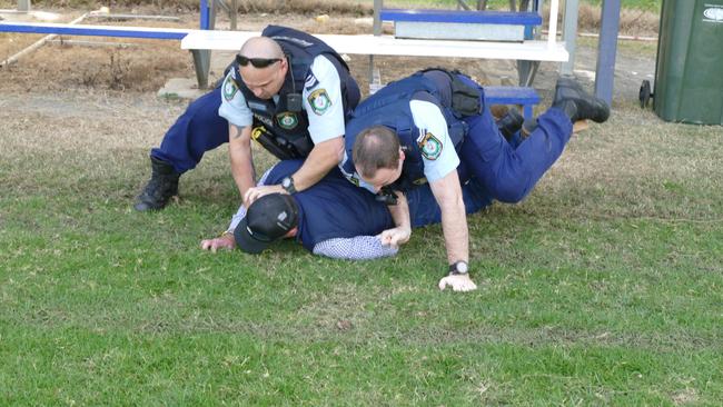 League called Doug Graham did not go quietly when police arrested him mid-call at the Grafton Ghosts v Woolgoolga game on Saturday.