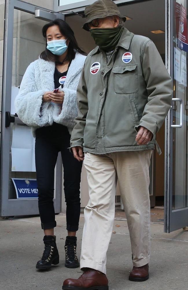 Bechet and Woody leave Marymount Manhattan College after voting in the 2020 elections. Picture: Backgrid.