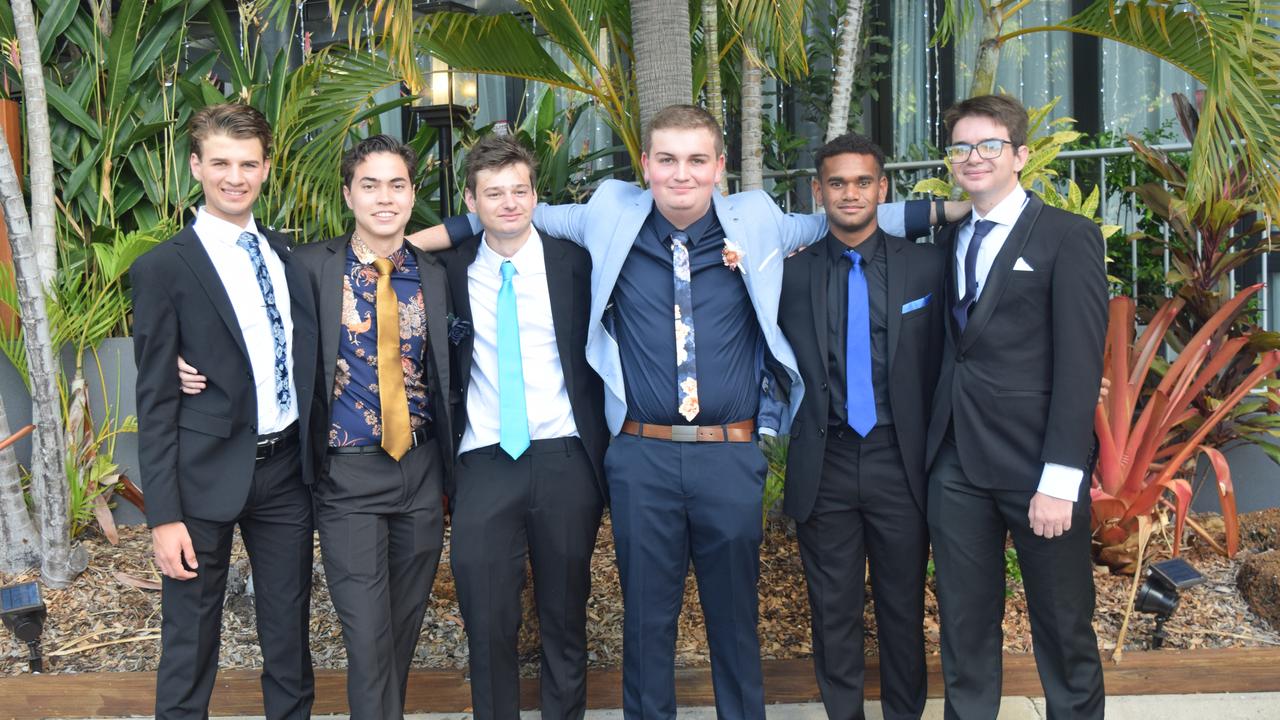 Darcy Small, Erin Kirkpatrick, Jash Vivoda, Tyler Warren, Hosea Parter and Max Mitchell at the Whitsunday Christian College school formal. Picture: Laura Thomas