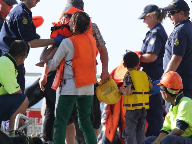 Asylum seekers on Christmas Island in July 2013. Picture: Colin Murty