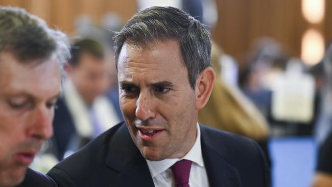 Federal Treasurer Jim Chalmers at the National Press Club on Thursday. Picture: NCA NewsWire/Martin Ollman